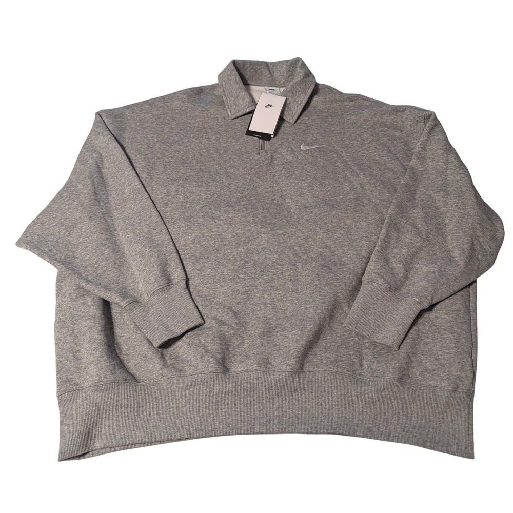 NEW Nike‎ Womens Med Pheonix Fleece Oversized Quarter Zip Fleece Sweatshirt Grey